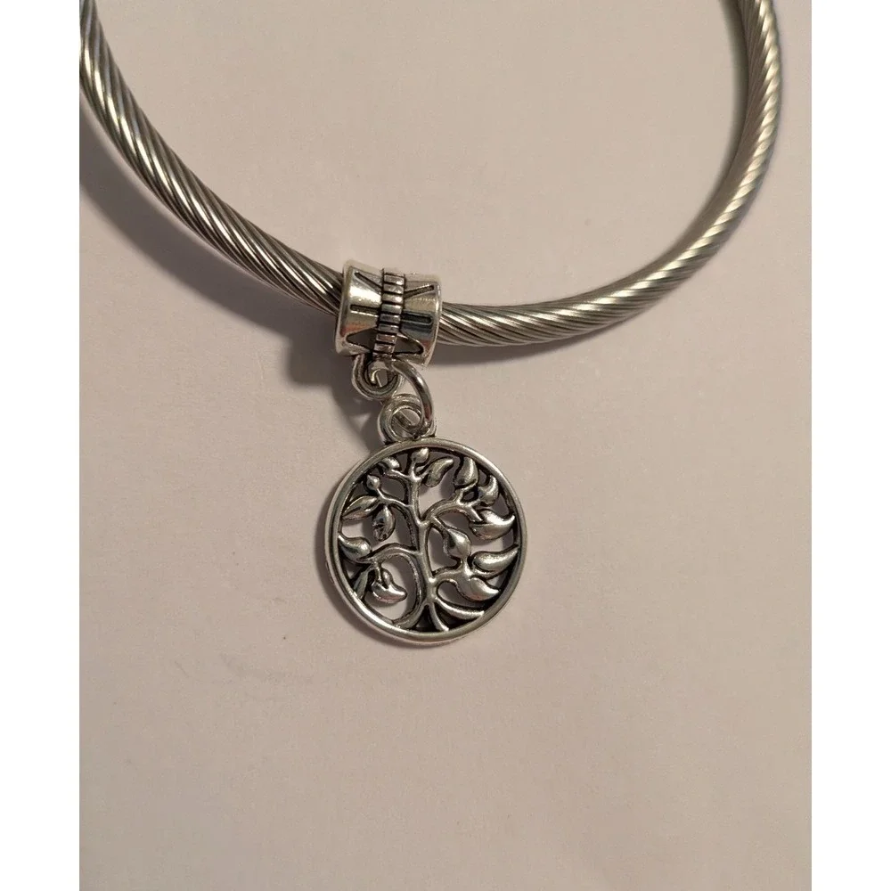 Silver Tree of Life Dangle Charm for Bracelet Nature Jewelry Pendant